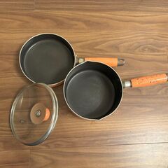 IH対応小型鍋・フライパンセット 硝子蓋付 Small pot & frying pan with a glass cover (IH OK)の画像