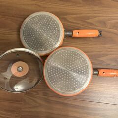 IH対応小型鍋・フライパンセット 硝子蓋付 Small pot & frying pan with a glass cover (IH OK)の画像