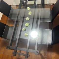 引き取りのみ　ダイニングテーブルセット　ブラックの画像