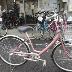 中古自転車3326前後タイヤ新品！26インチ3段ギヤオートライト 