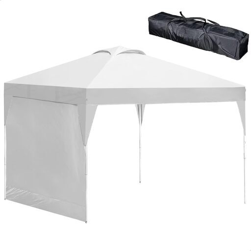 12D　※取引中/売約済***********　　　　　　未使用/新品　タープテント 3m×3m サイドシート 1枚付き ワンタッチ風抜け ベンチレーション UVカット 耐水 収納ケース