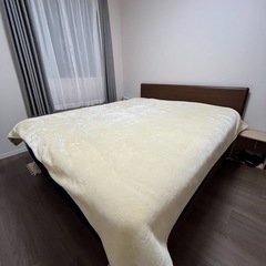 西川 キングロングサイズ クリーム色ポリエステル毛布 230×2...