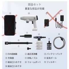 bamboosang 高圧洗浄機 水圧洗浄機 洗車 ガン コードレス 充電式 ポータブル 軽量コンパクト自給式 洗車などの画像