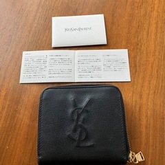 イヴ・サンローラン 二つ折財布 黒 保証書あり