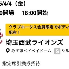 ４月4日　福岡ソフトバンクホークス　対　埼玉西武ライオンズ戦　指...