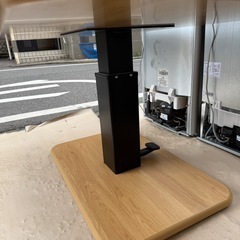 モダンデコ 昇降式テーブル ダイニング 幅120cm 長方形 無段階 高さ調節 ガス圧式 一本足 ペダル式 ダイニングテーブル (ナチュラル)の画像