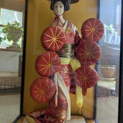 七枚笠　日本人形　節句　ガラスケース入り