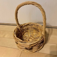 ラタン　木のかご　バスケット　昭和レトロ