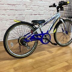 【小学生用/アウトレット品（キズの為お値引き商品）】サカモトテクノ 22型コスモスパーク 身長120cm程度から シルバー/ブルー色<自転車のオオムラ 静岡店>の画像