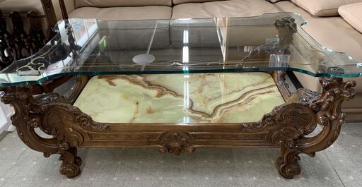 ☆来店限定☆ イタリア製 ロココ調細密彫刻 大理石 猫脚センター