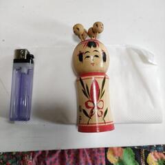 【古物・木製・美品】こけし？　頭につまようじ　銘なし