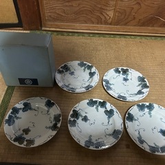 たち吉　色絵ぶどう　中皿　5枚セット