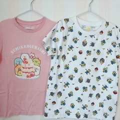 👧130cmユニクロ*ミニオン&すみっコぐらしのTシャツ2点se...