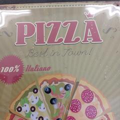 🟦20cm×30cm　Pizza 🍕ピッツァ　ブリキ看板の画像