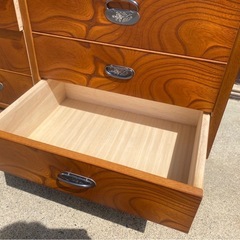 W（0329u3）仙台箪笥様式　厚手金具　整理箪笥　間箪笥　着物箪笥　収納箪笥　桐タンス　伝統工芸 民芸家具 古民具　一宮市　引取限定の画像