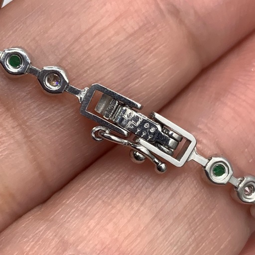 Pt850 ダイヤモンド　エメラルド　テニスブレスレット　4.6g 約19.5cm