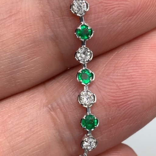 Pt850 ダイヤモンド　エメラルド　テニスブレスレット　4.6g 約19.5cm
