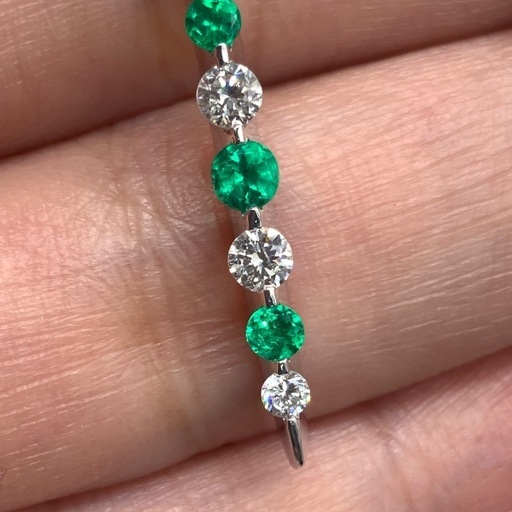 Pt850 ダイヤ　エメラルド　ネックレス　5.7g