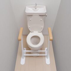 アイリスオーヤマ トイレ手すり 5段階調節 置くだけ  手すり トイレ用 工事不要  サポート ホワイト TRT-64A　介護の画像