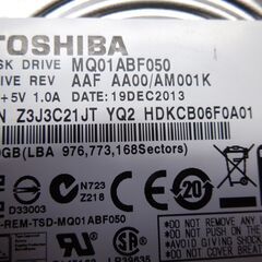 東芝HDD　500GB　2.5インチの画像