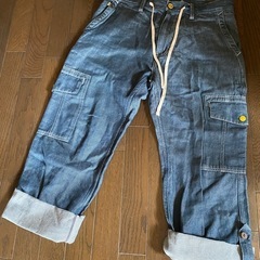 美品サルエルショートハーフミドルパンツデニムジーンズワークペイン...