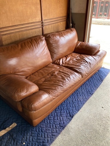 ニトリ　ヴィンテージポケット　ソファ　本革使用