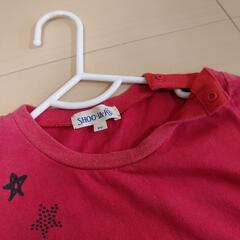 【90cm】子供服 ベビー服 半袖 Tシャツ 男の子 恐竜 ザウルス 赤 レッドの画像