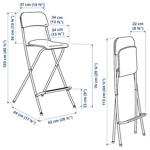 IKEA フランクリン　ハイチェア74cm二脚セット