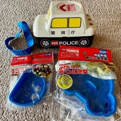 取引中(中古)パトカー弁当箱コップ付 トミカ＋おまけ♪　　