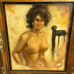 【超希少】 Ference Jean フェレンス・ジャン 裸婦画 油絵 油彩 直筆サイン入り 人物画  絵画 額縁 額装 インテリア 真作の画像