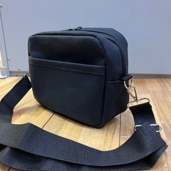国産綿帆布ショルダーバッグ 斜めがけかばん ハンドメイド 黒 ブラック