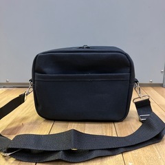 国産綿帆布ショルダーバッグ 斜めがけかばん ハンドメイド 黒 ブラックの画像