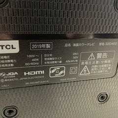 【4/23までに引き取ってくれる方限定！】TCL 32V型 ハイビジョン液晶テレビ 裏録画機能搭載 2019年製の画像