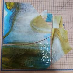 ステンドグラス　水色・緑・薄緑　#14