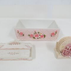 姫系 陶器製 バラ 薔薇モチーフ 小物入れ コースター トレイ ...