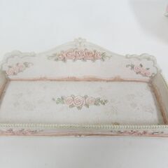 姫系 陶器製 バラ 薔薇モチーフ 小物入れ コースター トレイ 3点まとめてセット フェミニン の画像