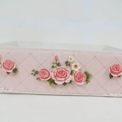 姫系 陶器製 バラ 薔薇モチーフ 小物入れ コースター トレイ 3点まとめてセット フェミニン の画像