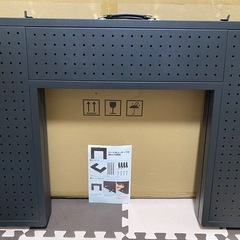 アウトドアテーブル 高さ2段階調整可能 マルチ バーベキュー用  アイアン囲炉裏 幅116×奥行80×高さ40/75cm ブラックの画像