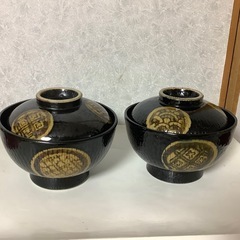 引出黒丸紋　丸蓋丼　陶器　蓋付きどんぶり　親子丼　天丼カツ丼　和...