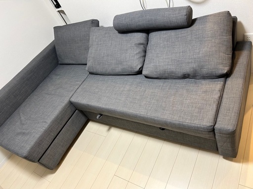 IKEA フリーヘーテン コーナーソファベット 収納付き グレー