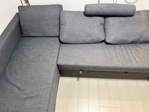IKEA フリーヘーテン コーナーソファベット 収納付き グレー