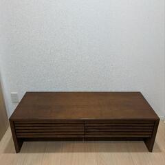 AXERA/アクセラセンターテーブルテレビ台机リビング格子TV台ローボード引き出しつき幅120cmブラウン木目柄の画像
