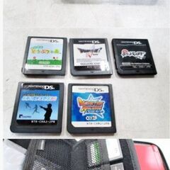 任天堂　3DS　本体　CTR-S-RDBA　動作良好　メタリックレッド　収納ケース　ソフト　5点　セット　ニンテンドーDS　ゲーム　Nintendo 任天堂の画像