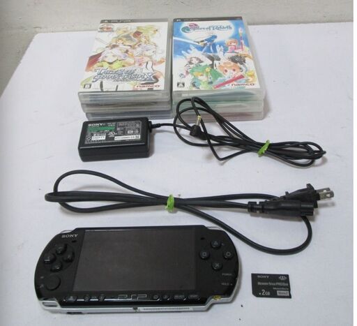 SONY　PSP本体/PSP-3000PB＆ソフト6本セット　動作良好　初期化済み　ピアノブラック　ソフト「テイルズ オブ～」など　ソニー