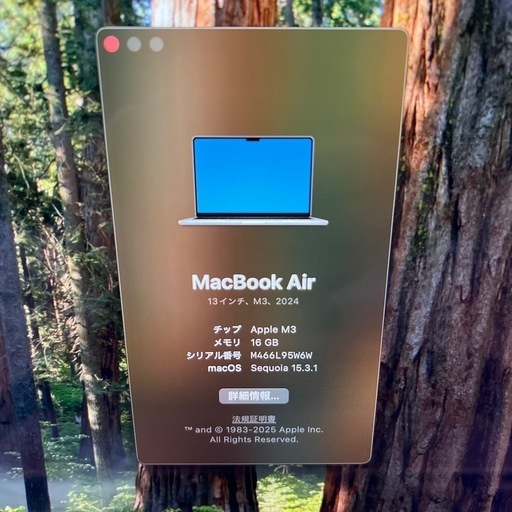 MacBook Air 13インチ　M3チップ　16GB 256GB