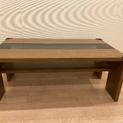 輸送応相談! ブラウン木製センターテーブル　コーヒーテーブlow...