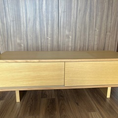 無印良品　オーク材AVラック薄型（引戸）　W110 D35 H3...