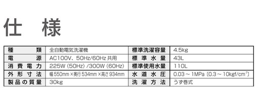 【取りに来てもらえる方のみ】　洗濯機　中古