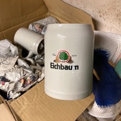 完了御礼。陶器、ビアカップ