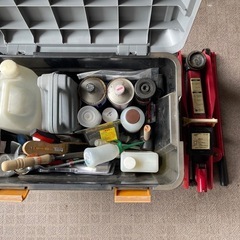 バイクメンテナンス用品、ハンドタッカー、油圧式ジャッキなどまとめての受け渡しの画像